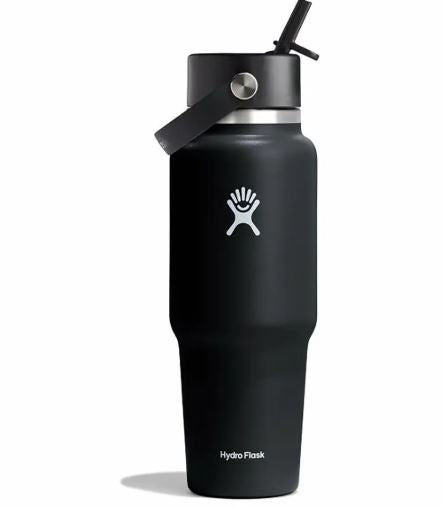 Hydro Flask Wide Travel Bottle 0.95L Flex Straw Cap Black