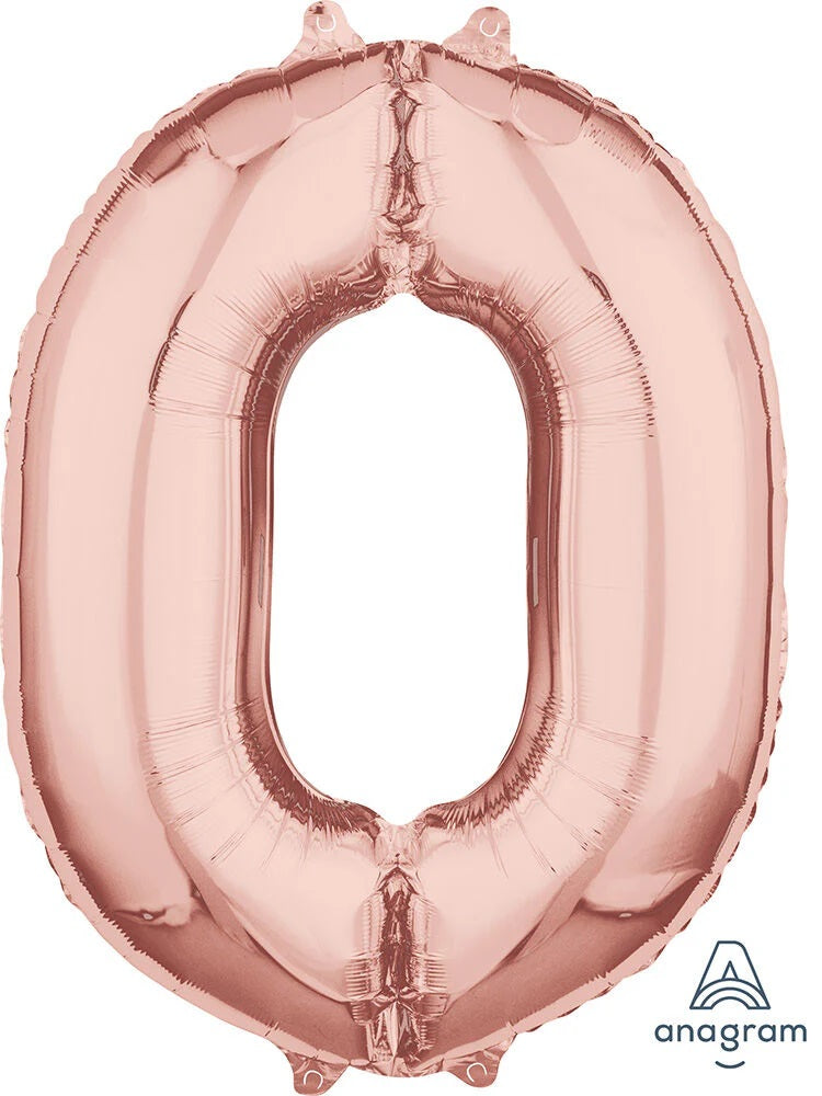 Balloon Number 0 Rose Gold 26 inch