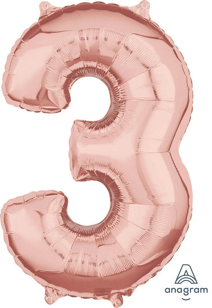 Balloon Number 3 Rose Gold 26 inch