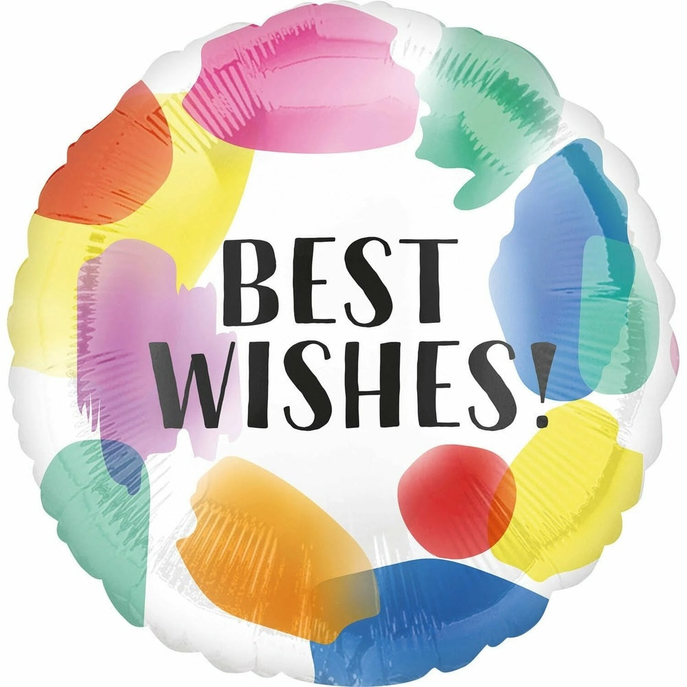 Balloon Best Wishes Paintyed Swoosh 18 inch