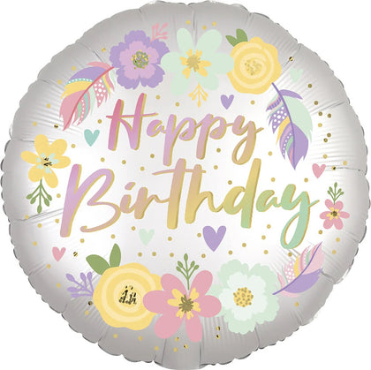 Balloon Boho Bday Satin Flowers 18 inch