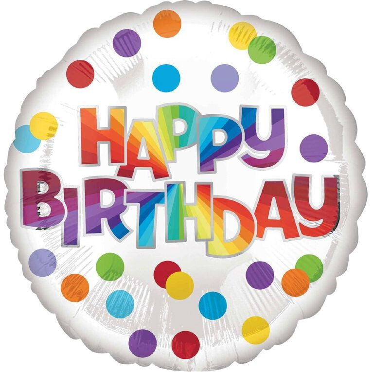 Balloon Happy Birthday Dots Of Colors 18 inch