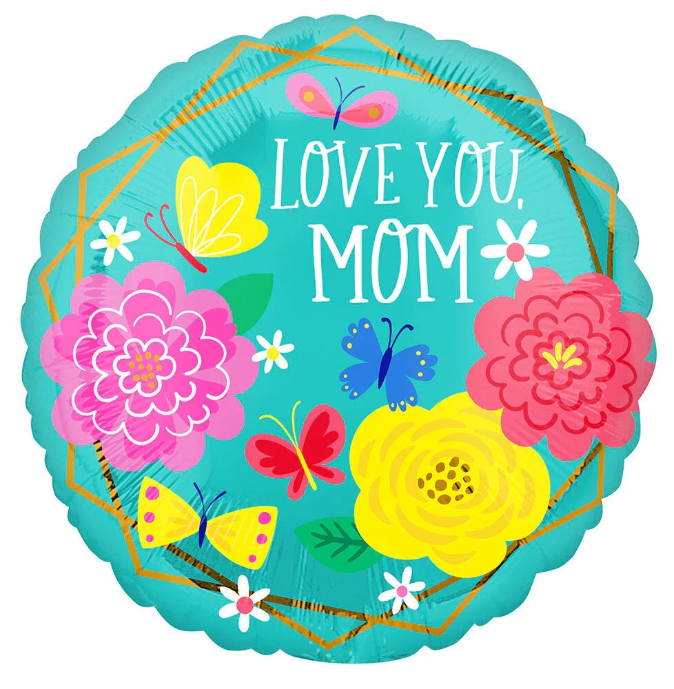 Balloon Mom Pretty Flowers And Butterflies 18 inch