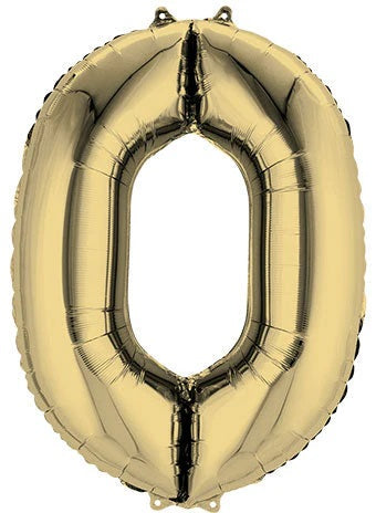 Balloon Number 0 White Gold 16 inch
