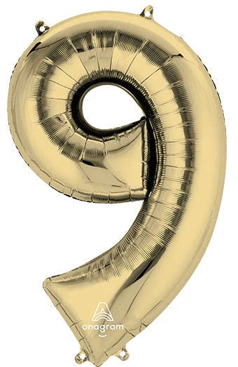 Balloon Number 9 White Gold 16 inch