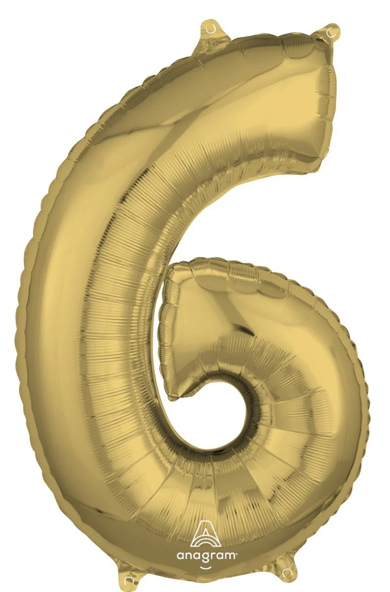 Balloon Number 6 White Gold 16 inch