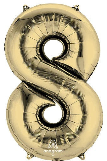 Balloon Number 8 White Gold 16 inch