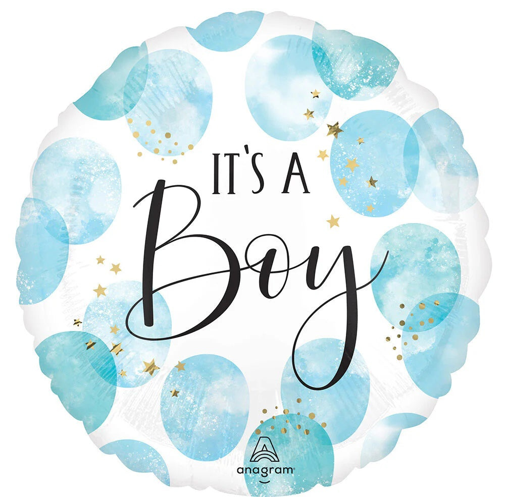 Balloon Baby Boy Blue Watercolor
