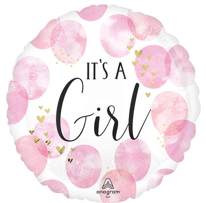 Balloon Baby Girl Pink Watercolor