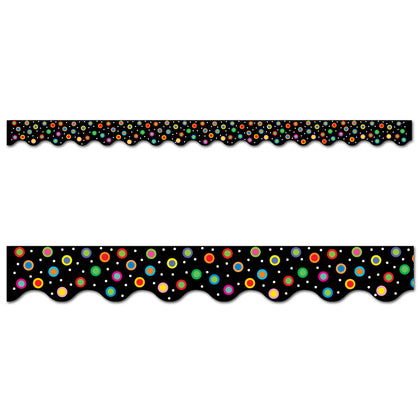 Boarder Dots On Black, Wavy