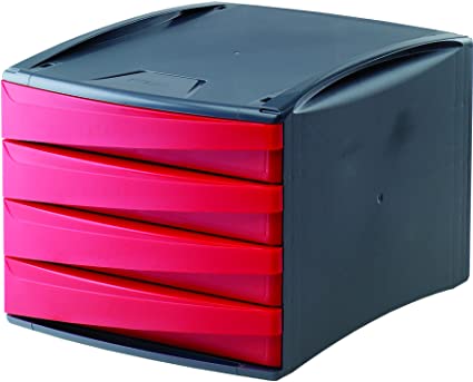 Desk Cabinet 4-Drawers Red