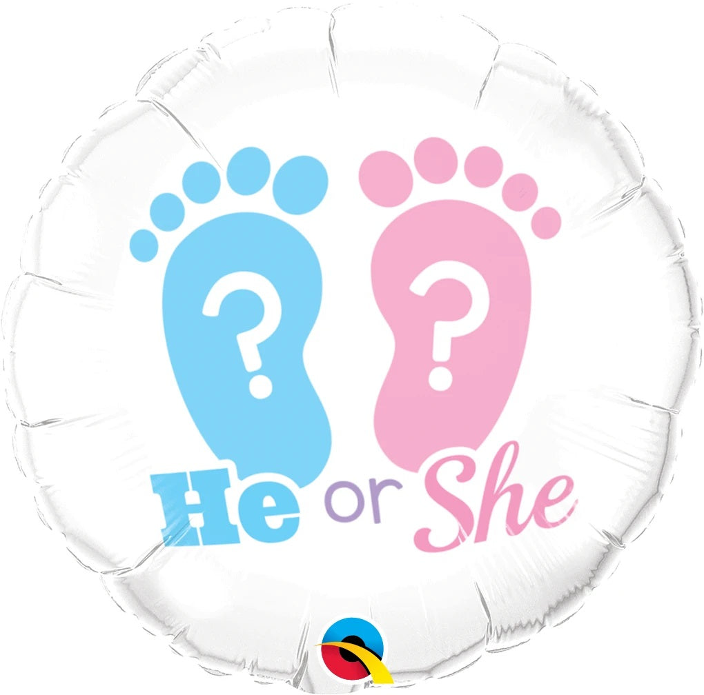Balloon He Or She Footprints 18 inch