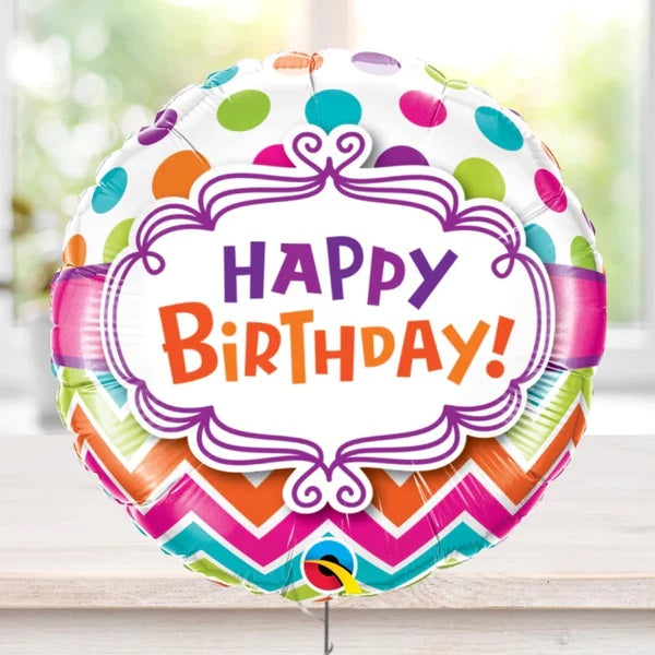 Balloon Birthday Chevron Dots 18 inch
