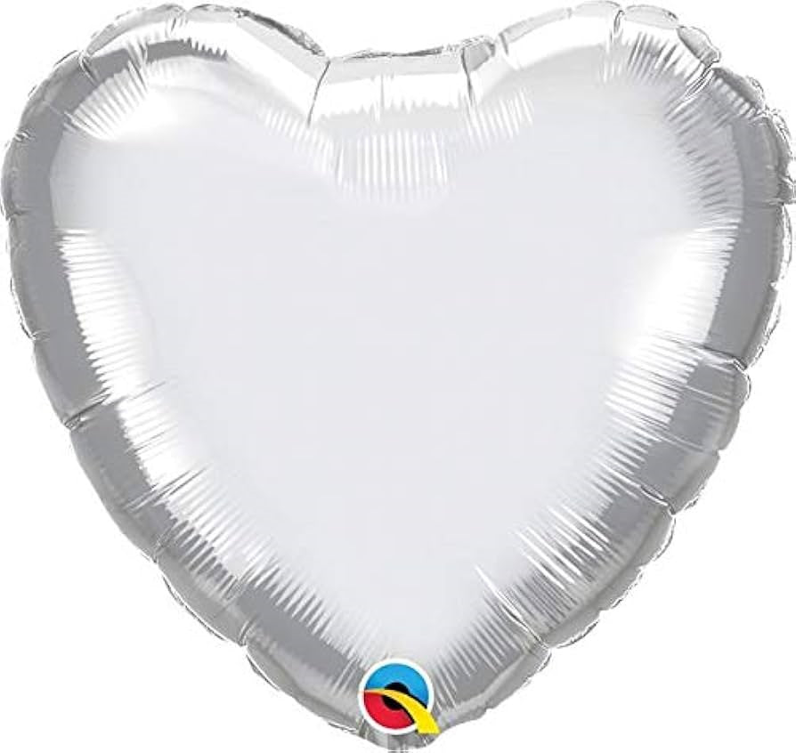 Balloon Heart Chrome Silver 18 inch