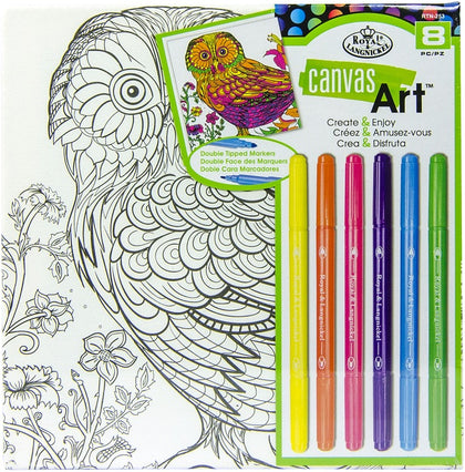 Paint By Number Canvas W/6 Tipped Markers Owl