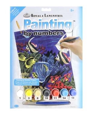 Paint By Number 7 Acrylic Pots, 1 Brush, 30X40Cm, Underwater Life Theme