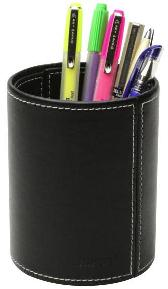 Pen Holder Leather Round Brown