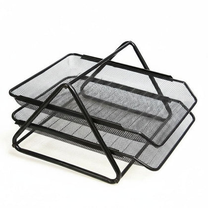 Mesh Paper Tray A4 2-Tier Black
