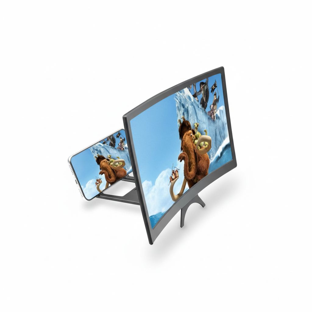 Curved Mobile 3D Screen Magnifier Black