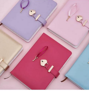 Notebook With Heart Key Lock Assorted Colors
