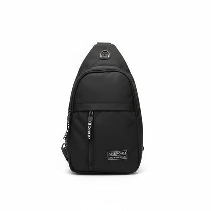 Sling Bag Black With Earphone Pocket