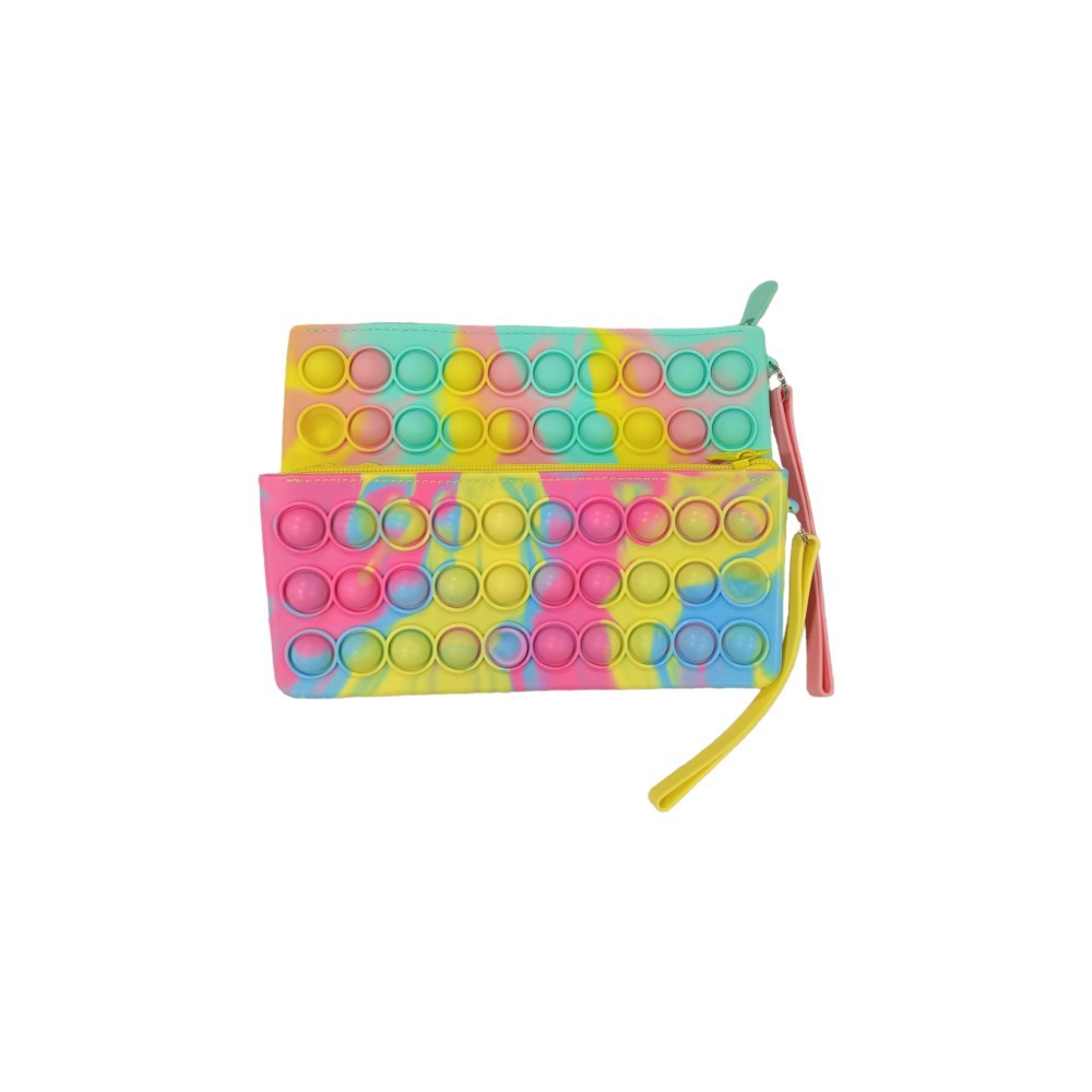 Pencil Case 1 Part Rubber Pop It Tie Dye Assorted Colors