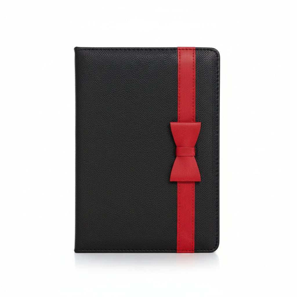 Notebook A5 Lined Black With Ribbon Red120Sheets-80Gr