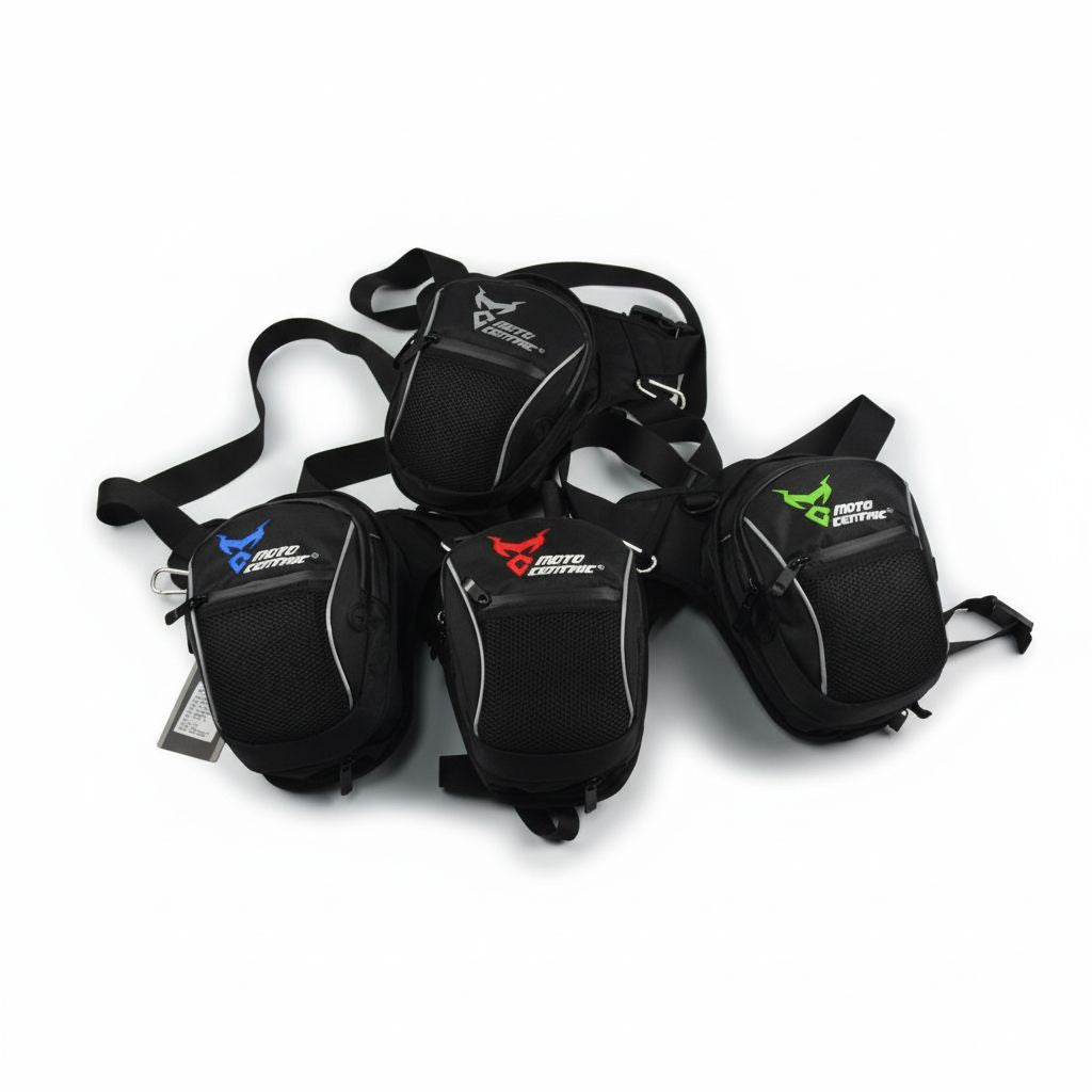 Portable Motorcycle Leg Bag Black With Green