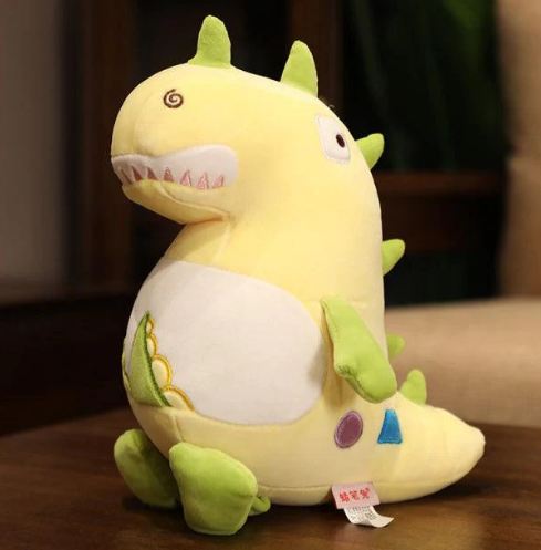 Plush Toy Dinsour Yellow With Green Horn