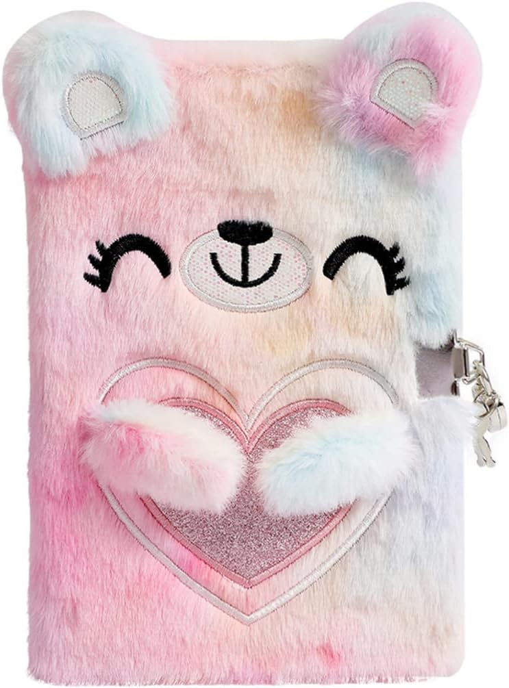 A5 Plush Notebook 15x21Cm 80G, 80Sheets Cat Design Pink