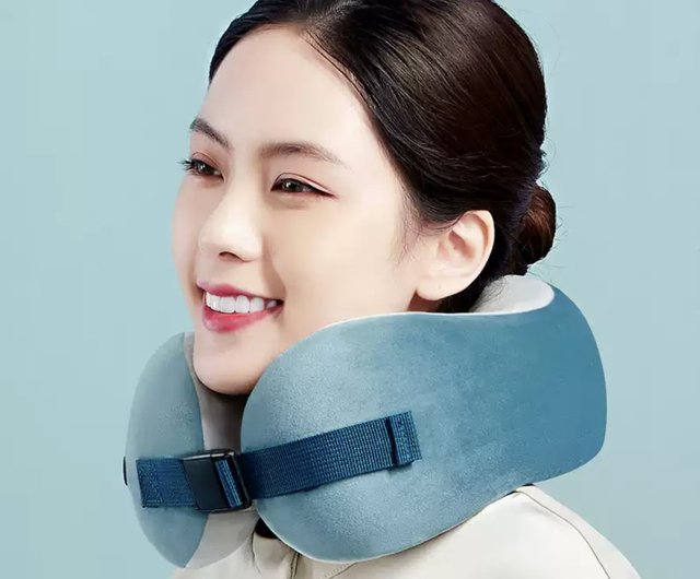 Rechargeable U-Shape Neck Massage Pillow with Cable Charger Blue