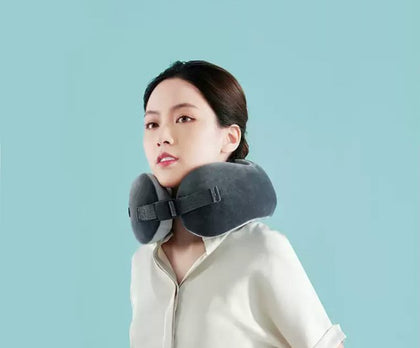 Rechargeable U-Shape Neck Massage Pillow with Cable Charger Grey