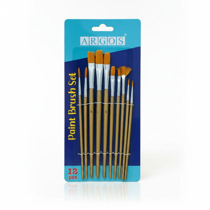 Paint Brush Set Round And Flat 12/Pack