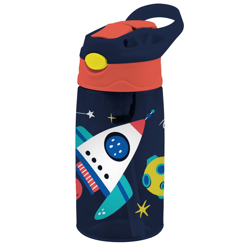 Plastic Water Bottle Pctg 500Ml With Straw Spaceship