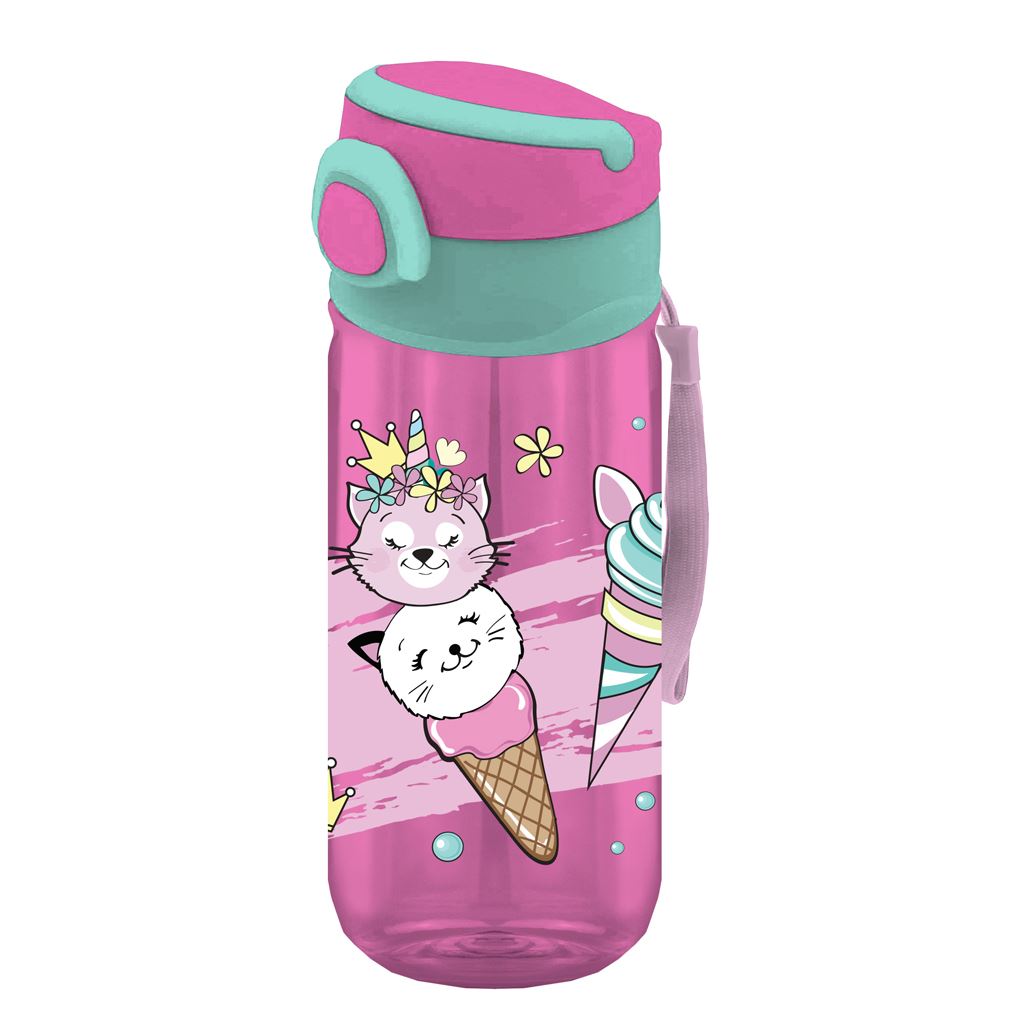 Plastic Water Bottle Pp 500Ml With Straw Ice Cream