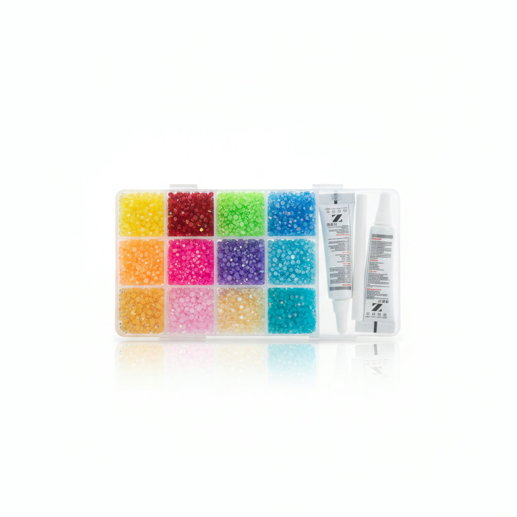Bedazzling kit 12colors+2 Glue +white pencil