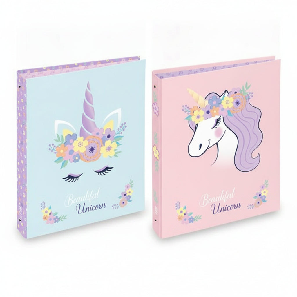 Ring Binder A4 4 Rings Spine 5cm Cardboard Floral Unicorn