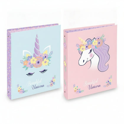 Ring Binder A4 4 Rings Spine 5cm Cardboard Floral Unicorn