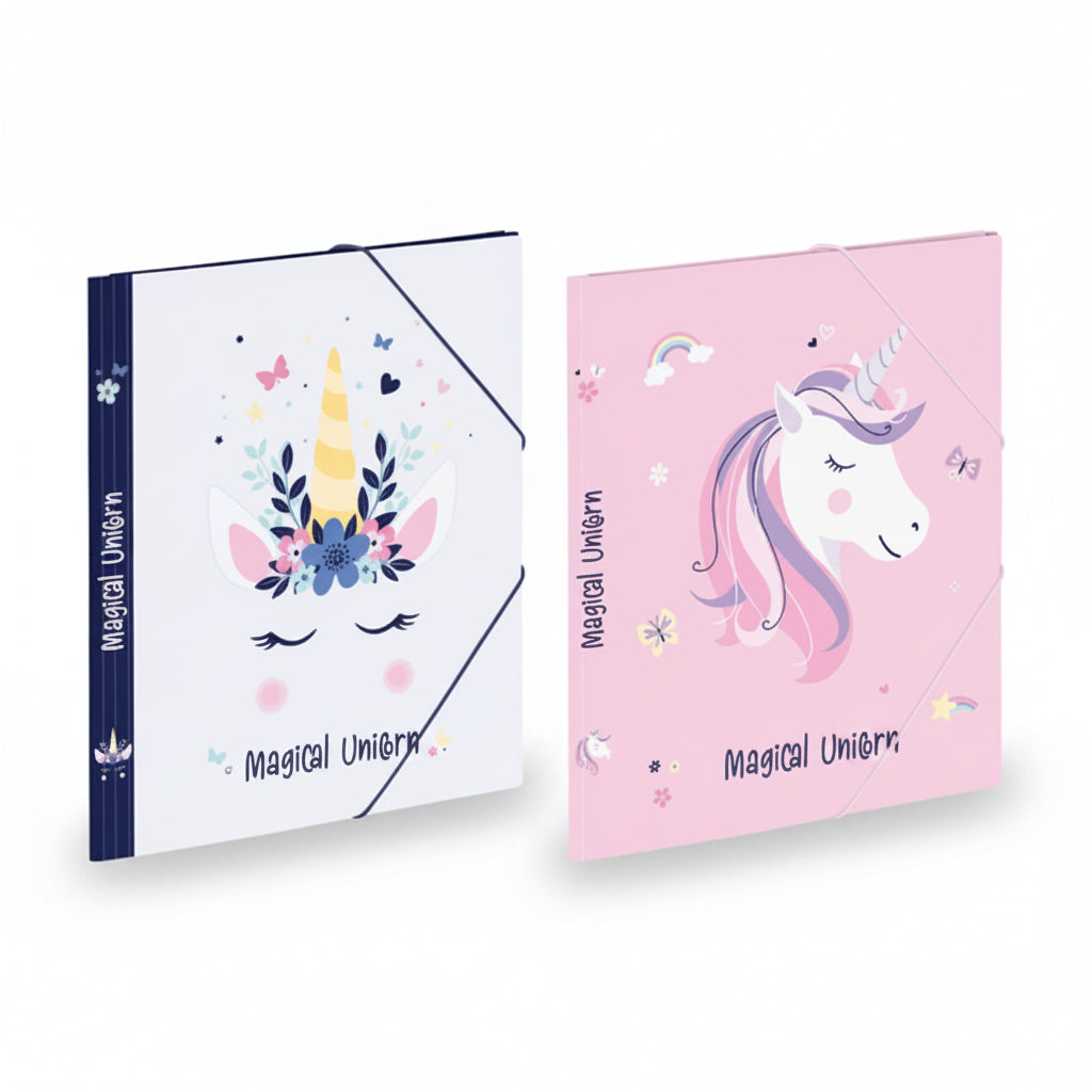 Document Wallet A4 3 Flap Elastic Closure Magical Unicorn