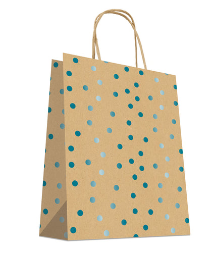 Gift Bag Brown Kraft Dots  18X8X23Cm