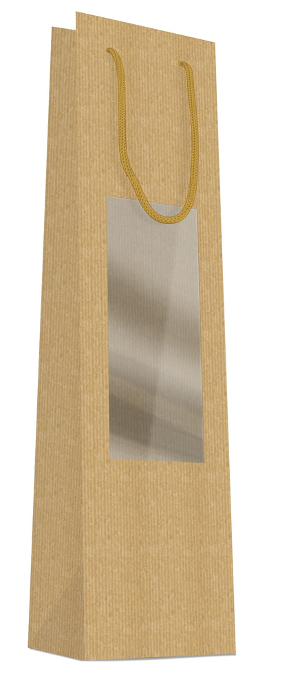 Gift Bags 11X11X39 Cm Bottle Brown Kraft With Window