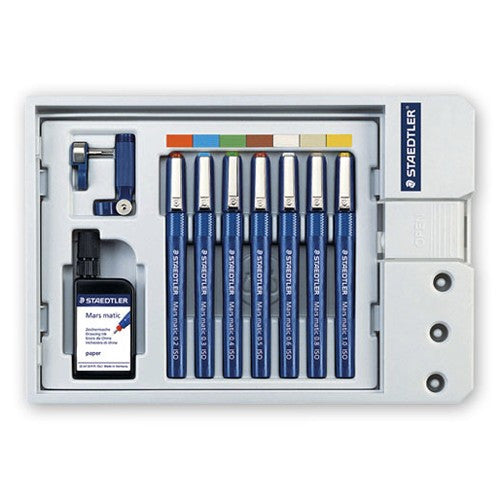 Set With 7 Technical Pen, Ink &amp; Attachements Mars Matic