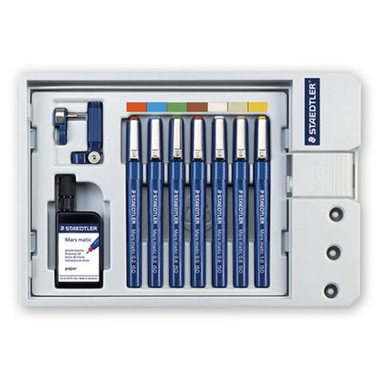 Set With 7 Technical Pen, Ink & Attachements Mars Matic