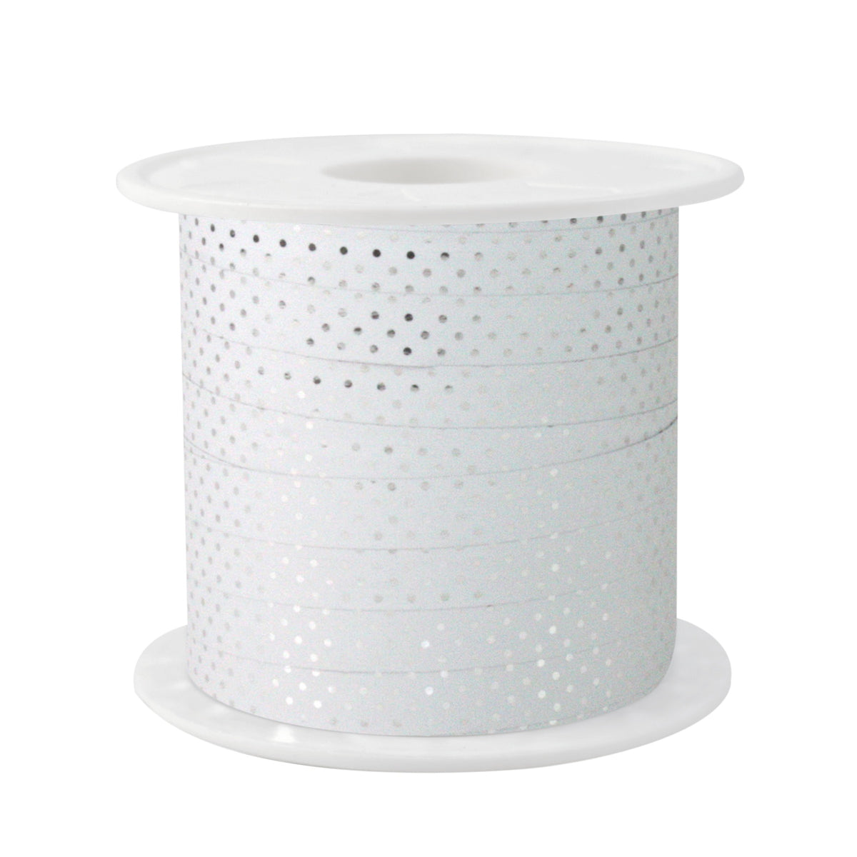 Ribbon Metallic Dots White