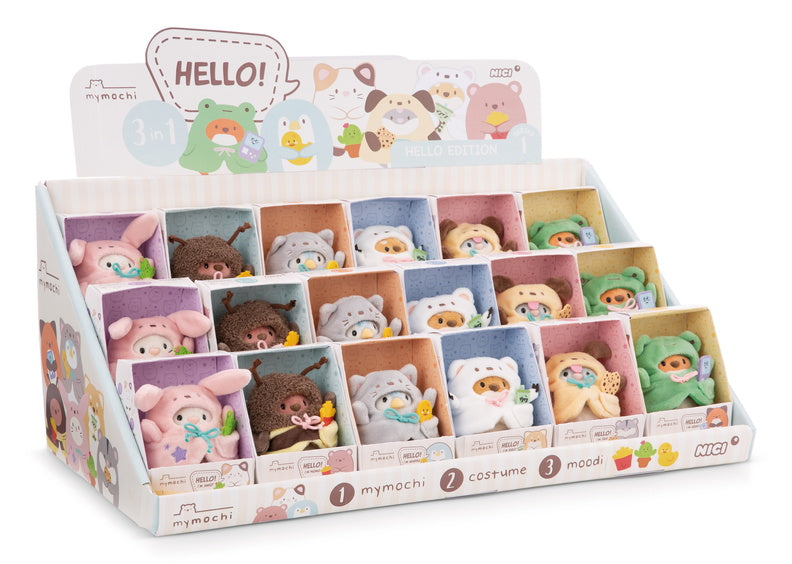 Asst Soft Toy Mymochi 8Cm In Gift Box 3-Parts 18Pcs  61141-42-43-44-45-46 Pdq 18