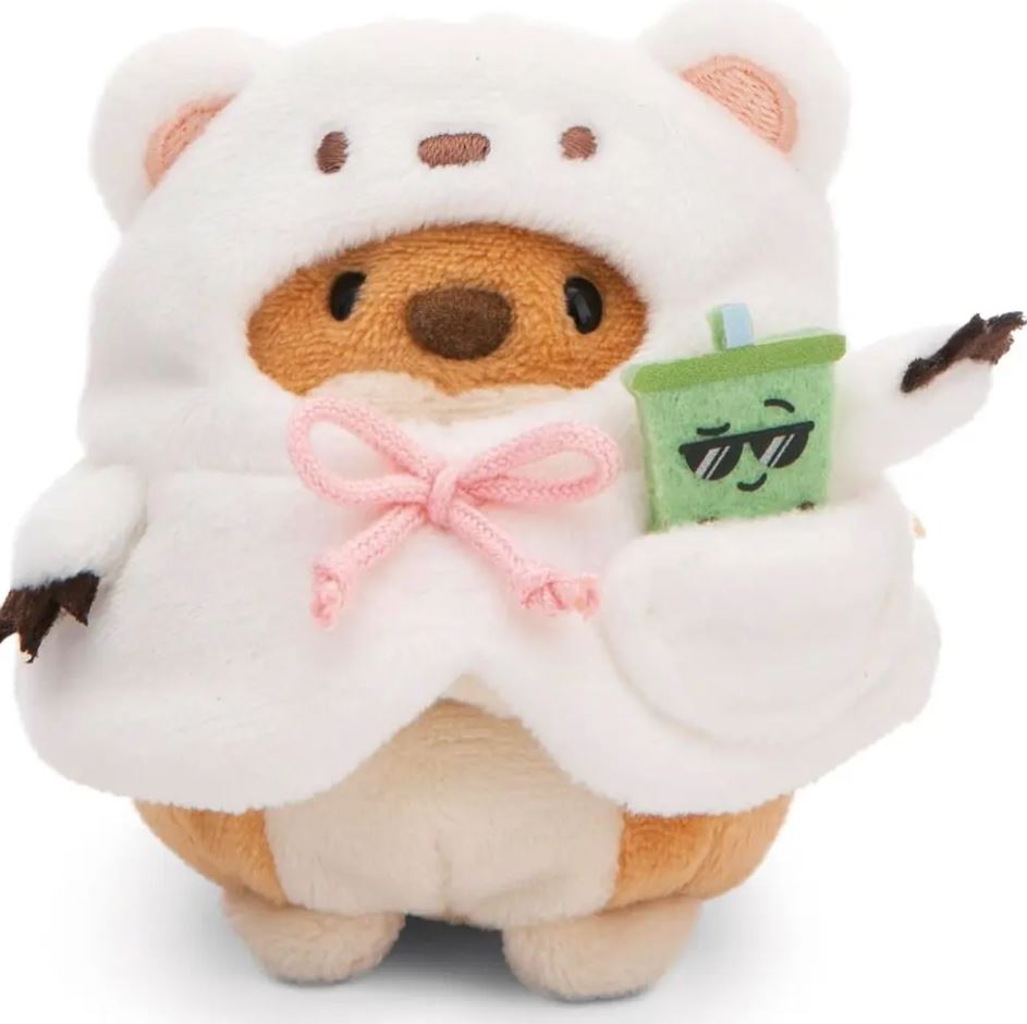 Set Soft Toy Dog Hiro 8Cm With Bubble Tea And Polar Bear Costume