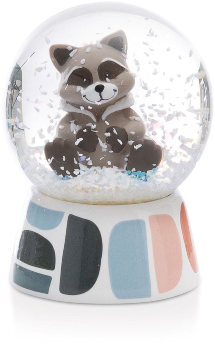 Glitter Globe Raccoon Lenno 6.5Cm  61323-24-25 Pdq12