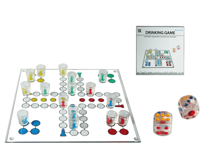 Drinking Ludo Board Game – 16 Shot Glasses & 2 Dice