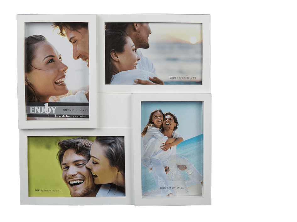 Photo Frame Plastic For 4 Photos White