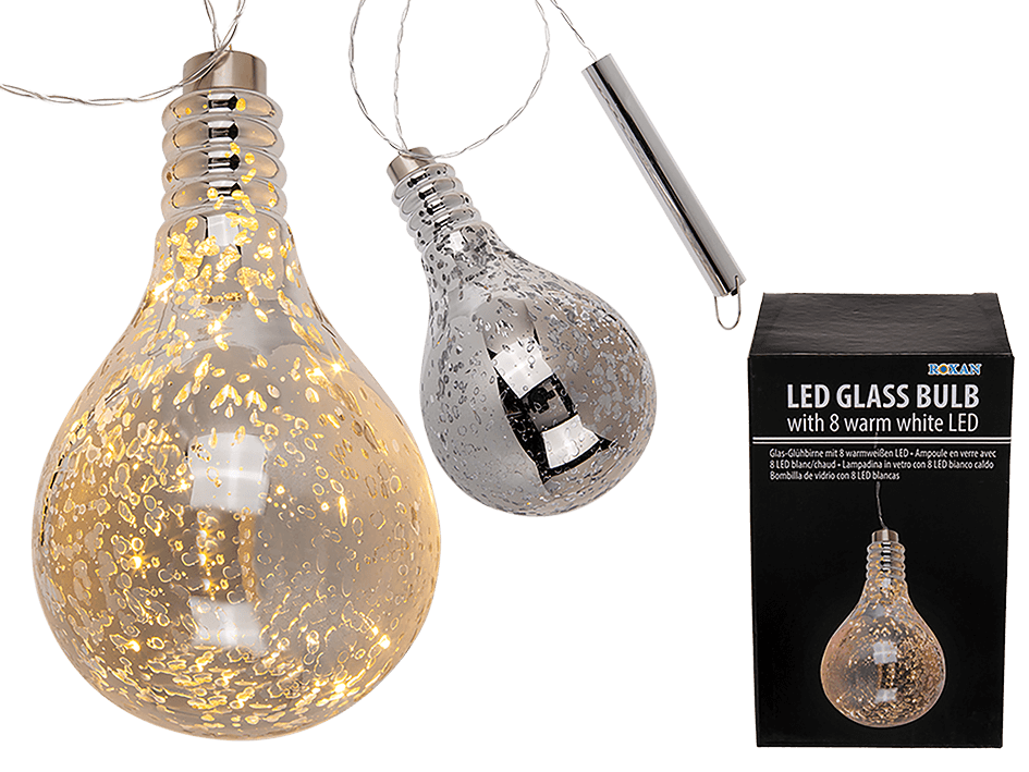 Glass Light Bulb With Metal Suspension &amp; White Led